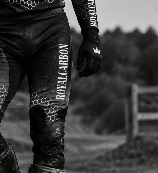 Portrait motocross monochrome Royalcarbon Pantalon motocross 100 % personnalisable